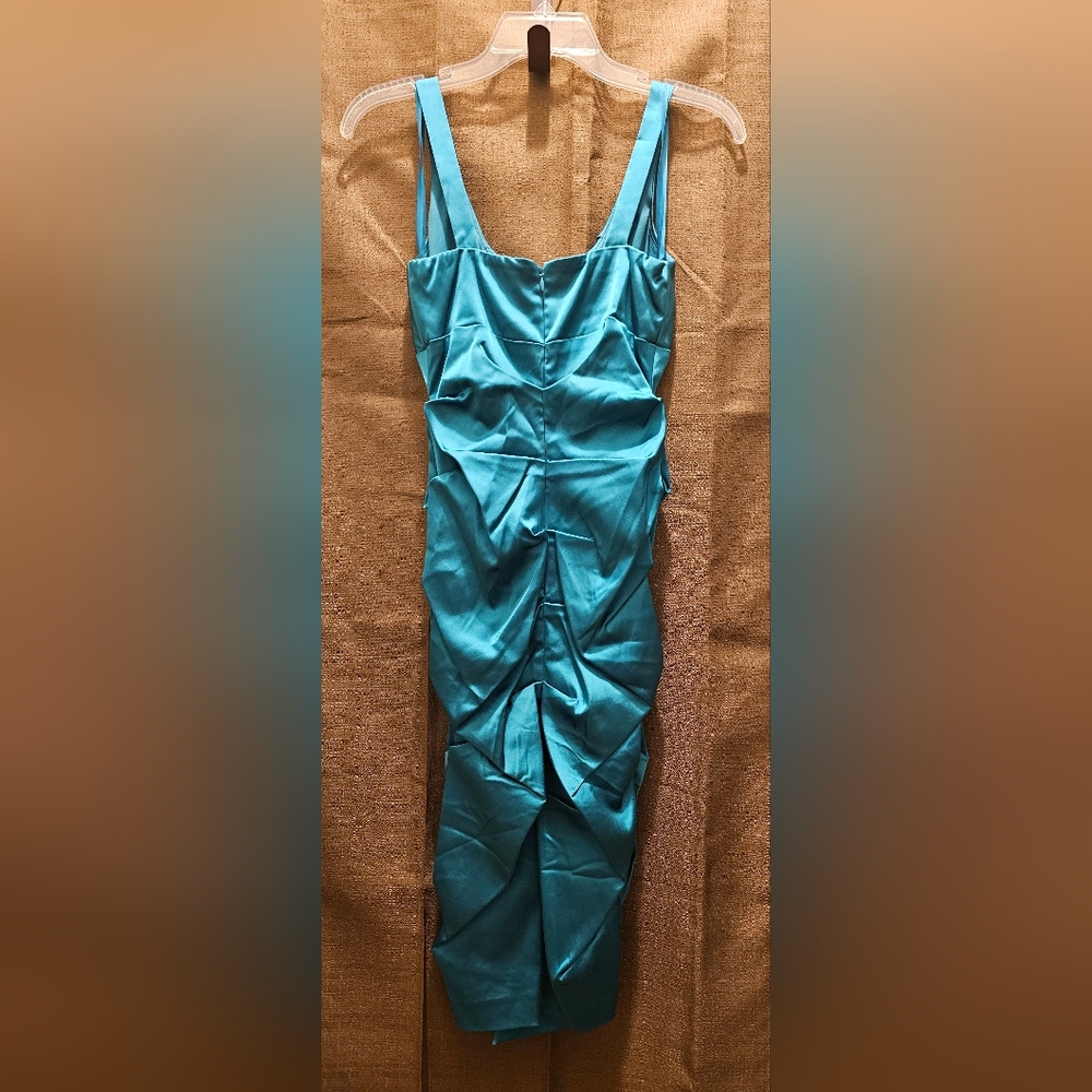 Cache Teal Ruched Dress Size 6 - Picture 2 of 3